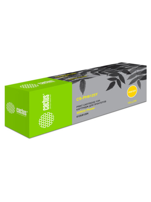 Тонер-картридж CACTUS (CS-PH6125Y) для XEROX Phaser 6125, желтый, ресурс 1000 стр.