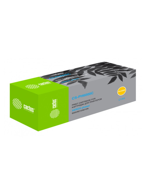 Картридж лазерный CACTUS (CS-PH6000C) для XEROX Phaser 6000/6010N, голубой, ресурс 1000 стр.