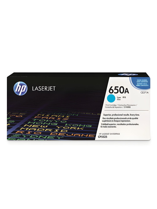 Картридж лазерный HP (CE271A) Color LaserJet Enterprise CP5525, №650A, голубой, оригинальный, ресурс 15000 страниц