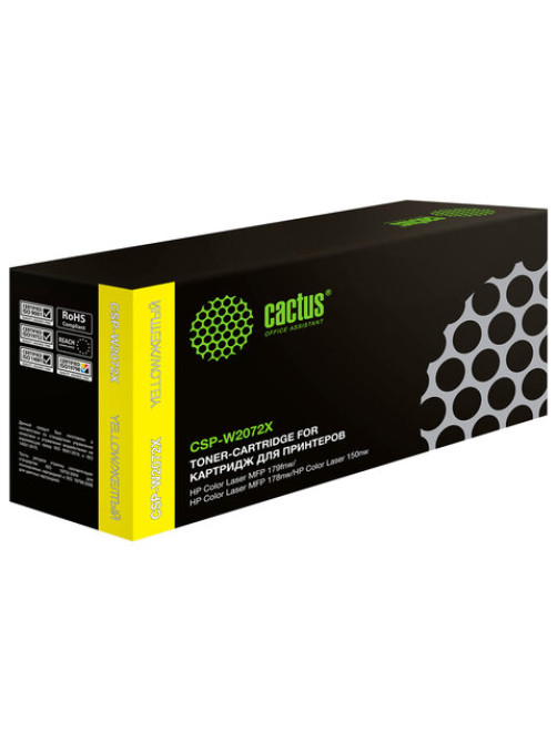 Картридж лазерный CACTUS (CSP-W2072X) для HP Color Laser 150a/150nw/178nw, желтый, ресурс 1300 страниц