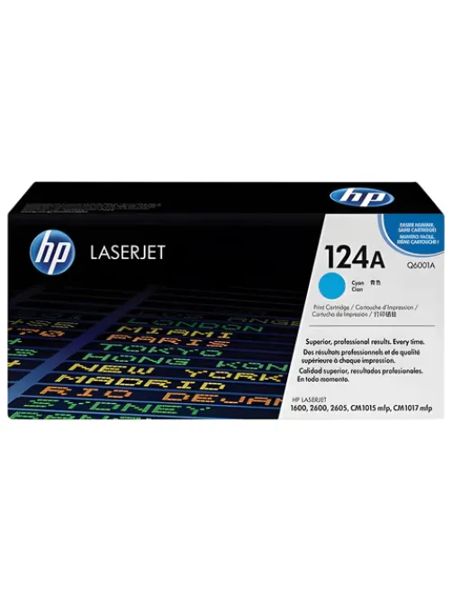 Картридж лазерный HP (Q6001A) ColorLaserJet CM1015/2600 и др, №124A, голубой, оригинальный, ресурс 2000 страниц