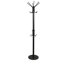 Вешалка-стойка SHT-CR450, 1,86 м, диск 37 см, 6 крючков + 4 дополнительных, металл/мрамор, черная, В1-50