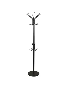 Вешалка-стойка SHT-CR450, 1,86 м, диск 37 см, 6 крючков + 4 дополнительных, металл/мрамор, черная, В1-50