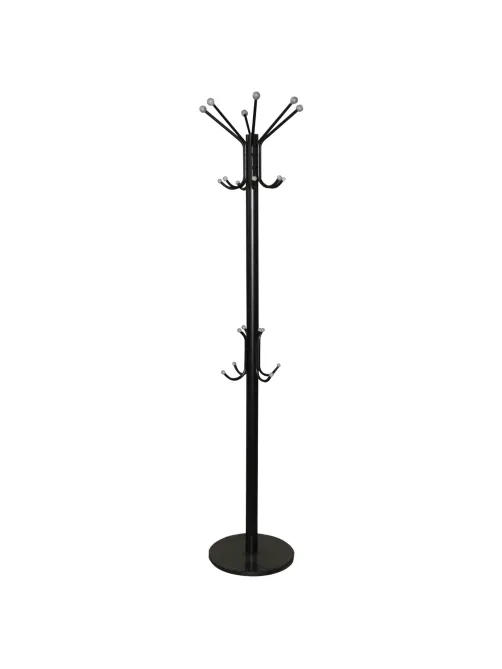 Вешалка-стойка SHT-CR450, 1,86 м, диск 37 см, 6 крючков + 4 дополнительных, металл/мрамор, черная, В1-50