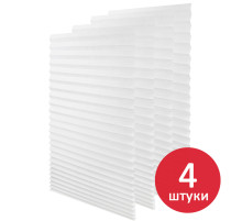 Жалюзи-плиссе, штора тканевая самоклеящаяся КОМПЛЕКТ 4 шт., BRABIX, 60х180 см, СТАНДАРТ, 60 г/м2, цвет белый, 700006