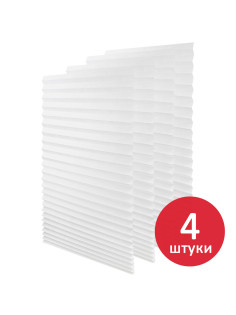Жалюзи-плиссе, штора тканевая самоклеящаяся КОМПЛЕКТ 4 шт., BRABIX, 60х180 см, СТАНДАРТ, 60 г/м2, цвет белый, 700006