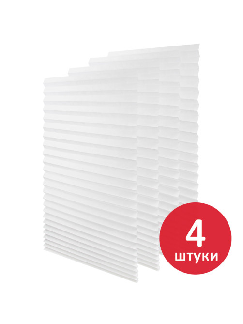 Жалюзи-плиссе, штора тканевая самоклеящаяся КОМПЛЕКТ 4 шт., BRABIX, 60х180 см, СТАНДАРТ, 60 г/м2, цвет белый, 700006