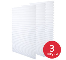 Жалюзи-плиссе, штора бумажная самоклеящаяся КОМПЛЕКТ 3 шт., BRABIX, 60х180 см, ЭКО, 80 г/м2, цвет белый, 700003