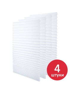 Жалюзи-плиссе, штора бумажная самоклеящаяся КОМПЛЕКТ 4 шт., BRABIX, 60х180 см, ЭКО, 80 г/м2, цвет белый, 700004