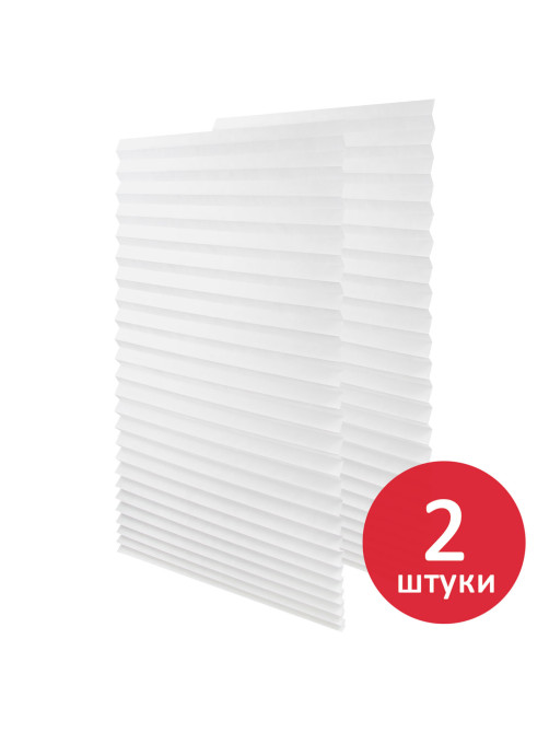 Жалюзи-плиссе, штора тканевая самоклеящаяся КОМПЛЕКТ 2 шт., BRABIX 60х180 см, СТАНДАРТ, 60 г/м2, цвет белый, 700005