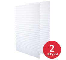 Жалюзи-плиссе, штора бумажная самоклеящаяся КОМПЛЕКТ 2 шт., BRABIX, 60х180 см, ЭКО, 80 г/м2, цвет белый, 700002