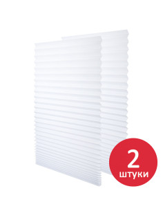 Жалюзи-плиссе, штора бумажная самоклеящаяся КОМПЛЕКТ 2 шт., BRABIX, 60х180 см, ЭКО, 80 г/м2, цвет белый, 700002