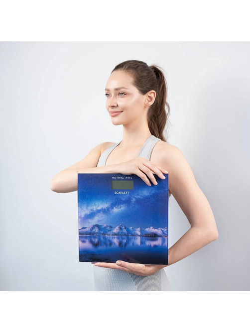 Весы напольные SCARLETT SC-BS33E022, электронные, вес до 180 кг, квадратные, стекло, звездное небо