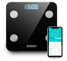 Весы напольные диагностические KITFORT КТ-805, электронные, вес до 180 кг, квадрат, стекло, черные