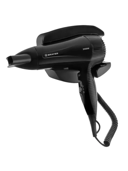 Фен для волос настенный BRAYER BR3021BK, 2000 Вт, пластик, 2 скорости, 2 температурных режима, черный