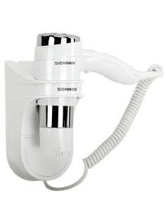 Фен для волос настенный SONNEN HD-2112 EXTRA POWER, 1600 Вт, 2 скорости, белый/хром, 608480