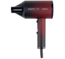 Фен SCARLETT SC-HD70I38, 2000 Вт, 2 скорости, 3 температурных режима, ионизация, черный/бордовый