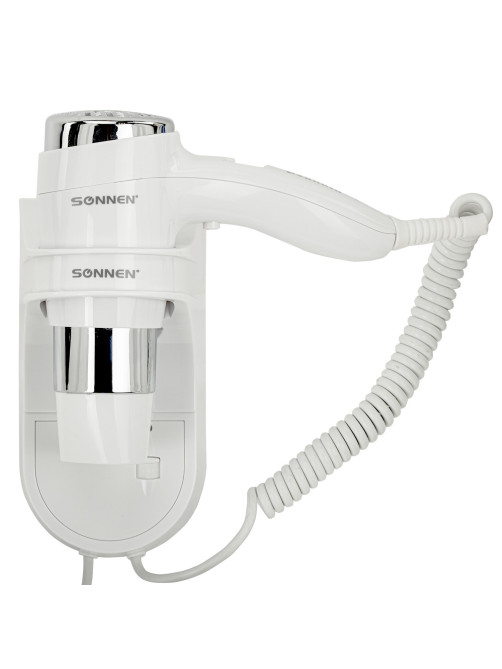 Фен для волос настенный SONNEN HD-2112 EXTRA POWER, 1600 Вт, 2 скорости, белый/хром, 608480
