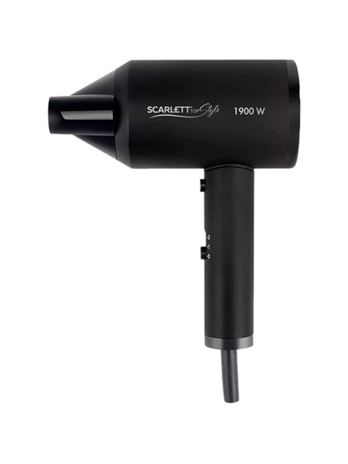 Фен SCARLETT SC-HD70I37, 1900 Вт, 2 скорости, 3 температурных режима, ионизация, черный