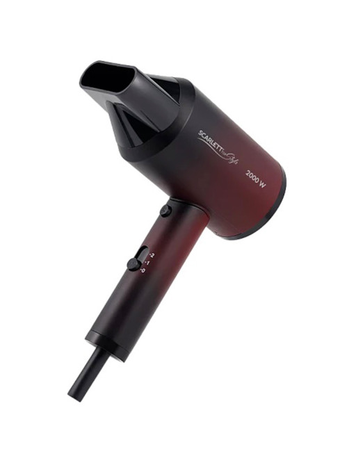 Фен SCARLETT SC-HD70I38, 2000 Вт, 2 скорости, 3 температурных режима, ионизация, черный/бордовый