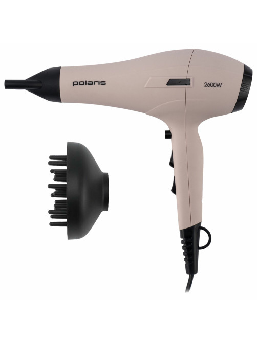 Фен POLARIS PHD 2600AСi Salon Hair, 2600 Вт, 2 скорости, 3 температурных режима, ионизация, розовый пепел, 64278, PHD 2600ACi