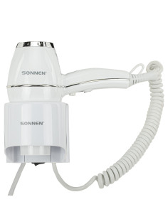 Фен для волос настенный SONNEN HD-2206 SUPER POWER, 1850 Вт, белый, 3 температурных режима, 608482
