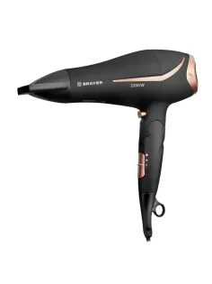 Фен BRAYER BR3000BN, 2200 Вт, 2 скорости, 3 температурных режима, складная ручка, черный