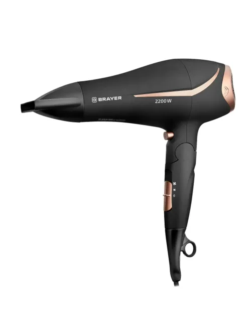 Фен BRAYER BR3000BN, 2200 Вт, 2 скорости, 3 температурных режима, складная ручка, черный