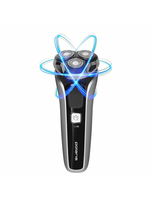 Электробритва POLARIS PMR 0305R PRO 5, 3 головки, аккумулятор, сухое и влажное бритье, черная, 51919