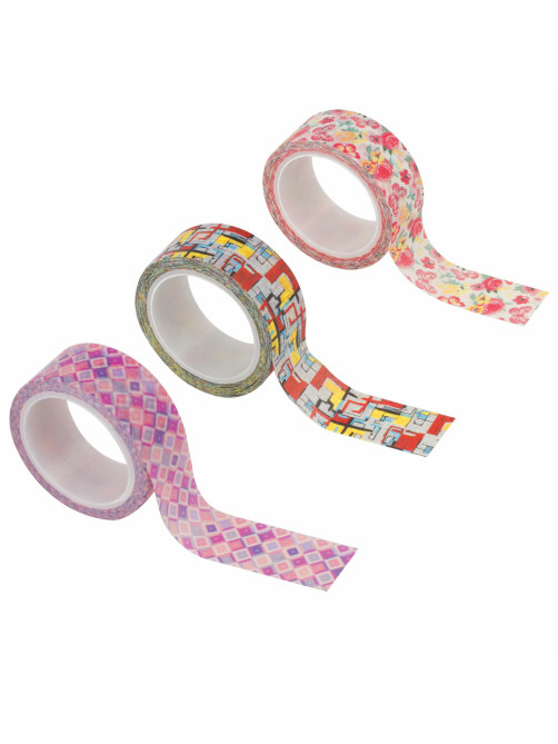 Клейкая WASHI-лента для декора, 15 мм х 5 м, ассорти, в дисплее, рисовая бумага, ОСТРОВ СОКРОВИЩ, 661719