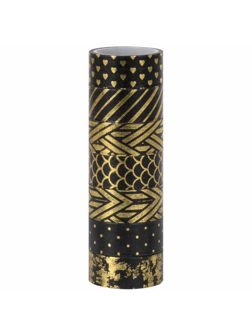 Клейкие WASHI-ленты для декора с фольгой 