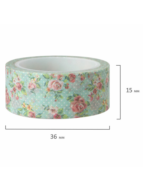 Клейкая WASHI-лента для декора, 15 мм х 5 м, ассорти, в дисплее, рисовая бумага, ОСТРОВ СОКРОВИЩ, 661719