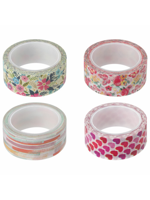 Клейкая WASHI-лента для декора, 15 мм х 5 м, ассорти, в дисплее, рисовая бумага, ОСТРОВ СОКРОВИЩ, 661719