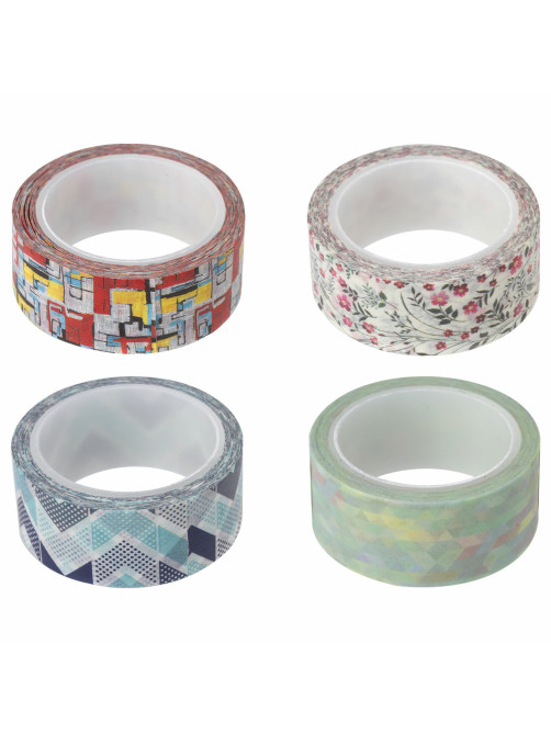 Клейкая WASHI-лента для декора, 15 мм х 5 м, ассорти, в дисплее, рисовая бумага, ОСТРОВ СОКРОВИЩ, 661719