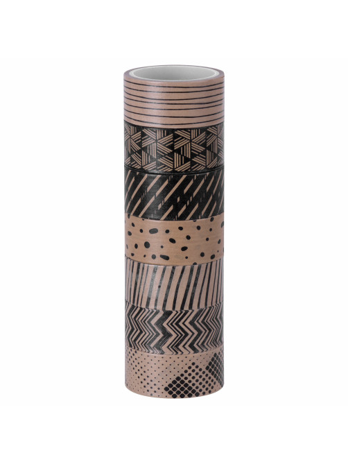 Клейкие WASHI-ленты для декора КОФЕЙНЫЕ ЦВЕТА, 15 мм х 3 м, 7 цветов, рисовая бумага, ОСТРОВ СОКРОВИЩ, 661706