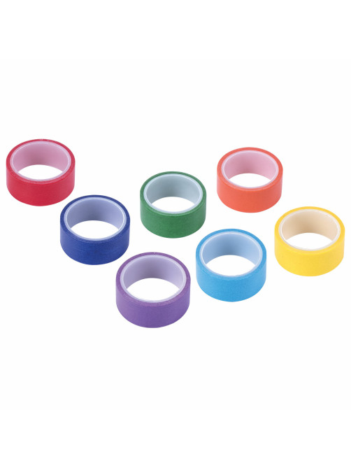 Клейкие WASHI-ленты для декора РАДУЖНЫЕ, однотонные, 15 мм х 3 м, 7 цветов, рисовая бумага, ОСТРОВ СОКРОВИЩ, 661702
