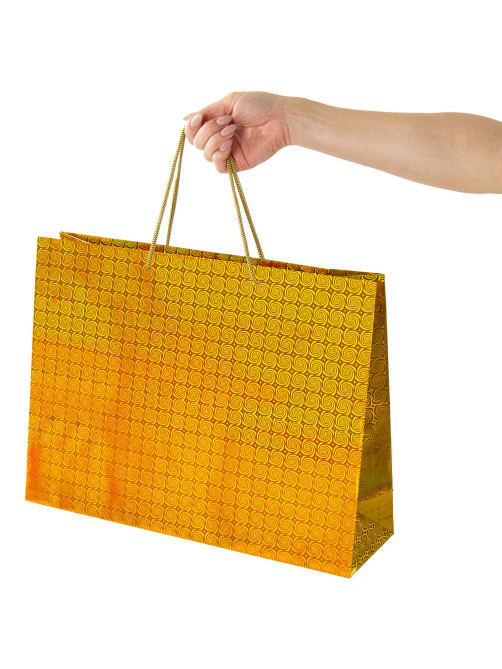 Пакет подарочный 45x13x33 см (XL), НАБОР 3 шт., 3 дизайна, голография, ЗОЛОТАЯ СКАЗКА, 609736