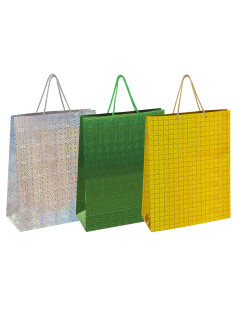 Пакет подарочный 33x13x45 см (XL), НАБОР 3 шт., 3 дизайна, голография, ЗОЛОТАЯ СКАЗКА, 609737