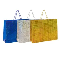 Пакет подарочный (1 штука) 45x13x33 см, ЗОЛОТАЯ СКАЗКА голография, ассорти 3 цвета, 606609