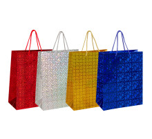Пакет подарочный 26x13x32 см (L), НАБОР 4 шт., 4 дизайна, голография, ЗОЛОТАЯ СКАЗКА, 609734