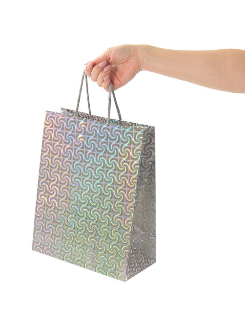 Пакет подарочный 26x13x32 см (L), НАБОР 4 шт., 4 дизайна, голография, ЗОЛОТАЯ СКАЗКА, 609734