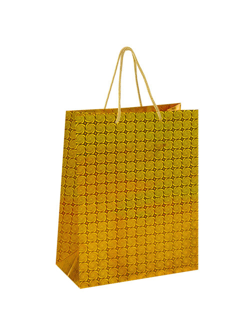 Пакет подарочный 26x13x32 см (L), НАБОР 4 шт., 4 дизайна, голография, ЗОЛОТАЯ СКАЗКА, 609734