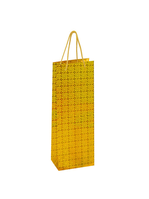 Пакет подарочный для бутылки 13x9x36 см (B), НАБОР 8 шт., 4 дизайна, голография, ЗОЛОТАЯ СКАЗКА, 609735