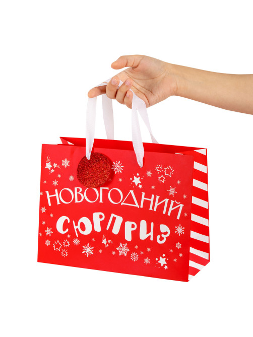 Пакет подарочный НАБОР 4 шт., новогодний, 27х11х20 см, 