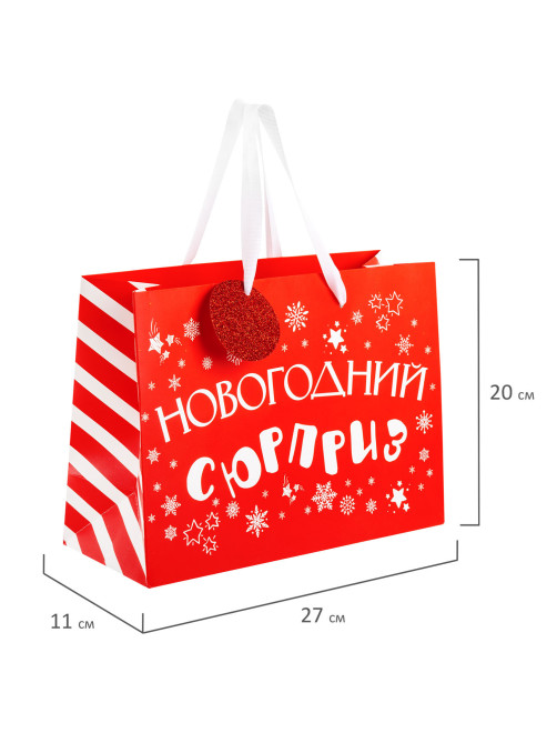 Пакет подарочный НАБОР 4 шт., новогодний, 27х11х20 см, 