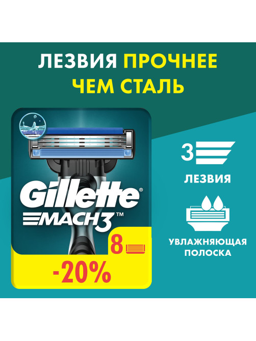 Сменные кассеты для бритья 8 шт., GILLETTE (Жиллет) 