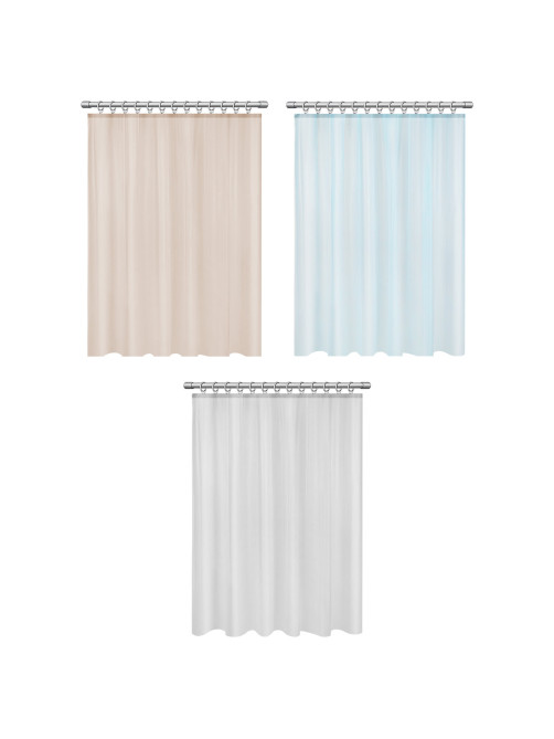 Шторка для ванной PEVA, 180х200 см, кольца в комплекте, цвет ассорти (белый, голубой, коричневый), PRIMILA (ПРИМИЛА), 700073