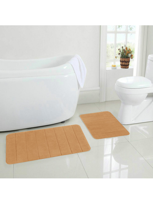 Комплект ковриков MEMORY EFFECT для ванной 50х80 см и туалета 40х60 см, персиковый, LAIMA HOME, 608447