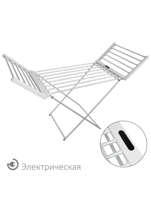 Сушилка для белья напольная, электрическая, раскладная, 3 зоны сушки, алюминиевая, таймер/регулировка темп. 45-70 °С, LAIMA HOME, 700979
