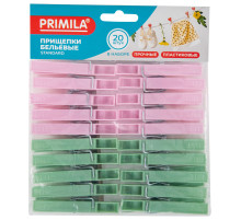 Прищепки бельевые 7,4 см, КОМПЛЕКТ 20 штук, пластик, ассорти, PRIMILA (ПРИМИЛА) STANDARD, 700517